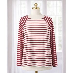 Vineyard Vines Tee Top Pink Striped Stretch Boat Neck Tee Peru Cotton Stretch S
